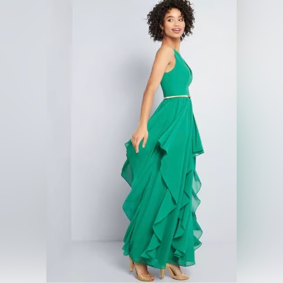 ModCloth Lace & Mesh Brand As Ruffles Ripple Maxi Dress Size XXS NWOT - Picture 4 of 12